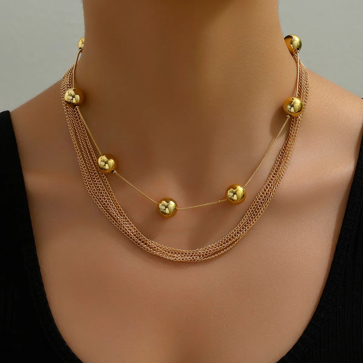 Basic Solid Color Alloy Plating Gold Plated Women's Necklace