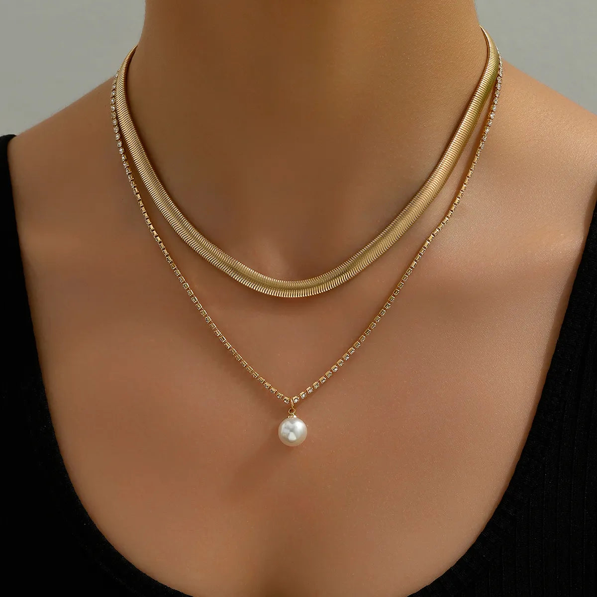 Basic Solid Color Alloy Plating Gold Plated Women's Necklace