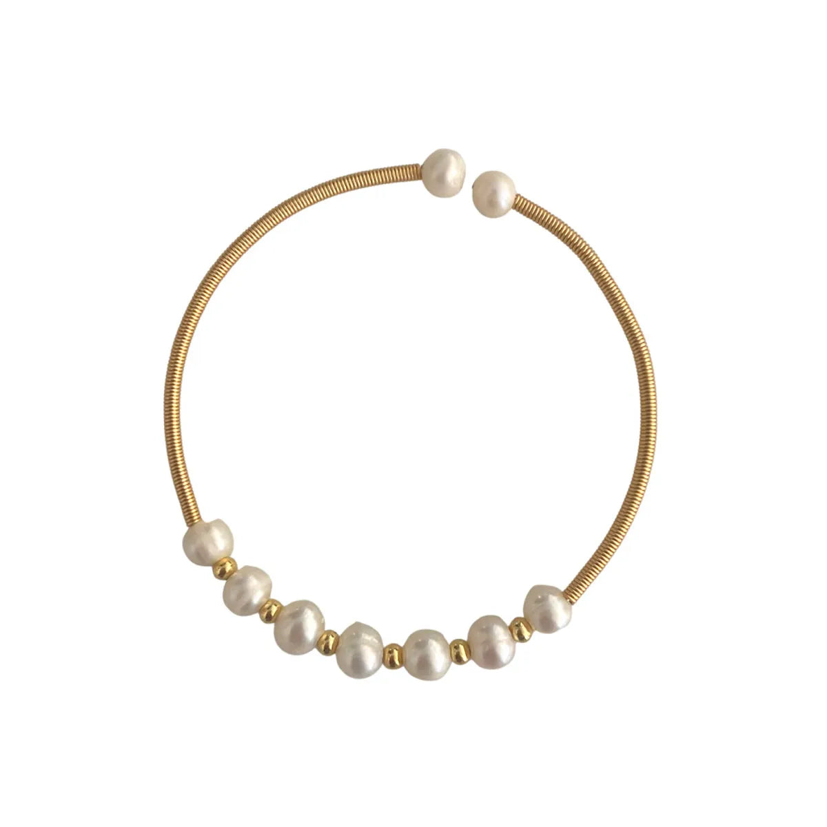 Basic Solid Color Freshwater Pearl Copper Bangle