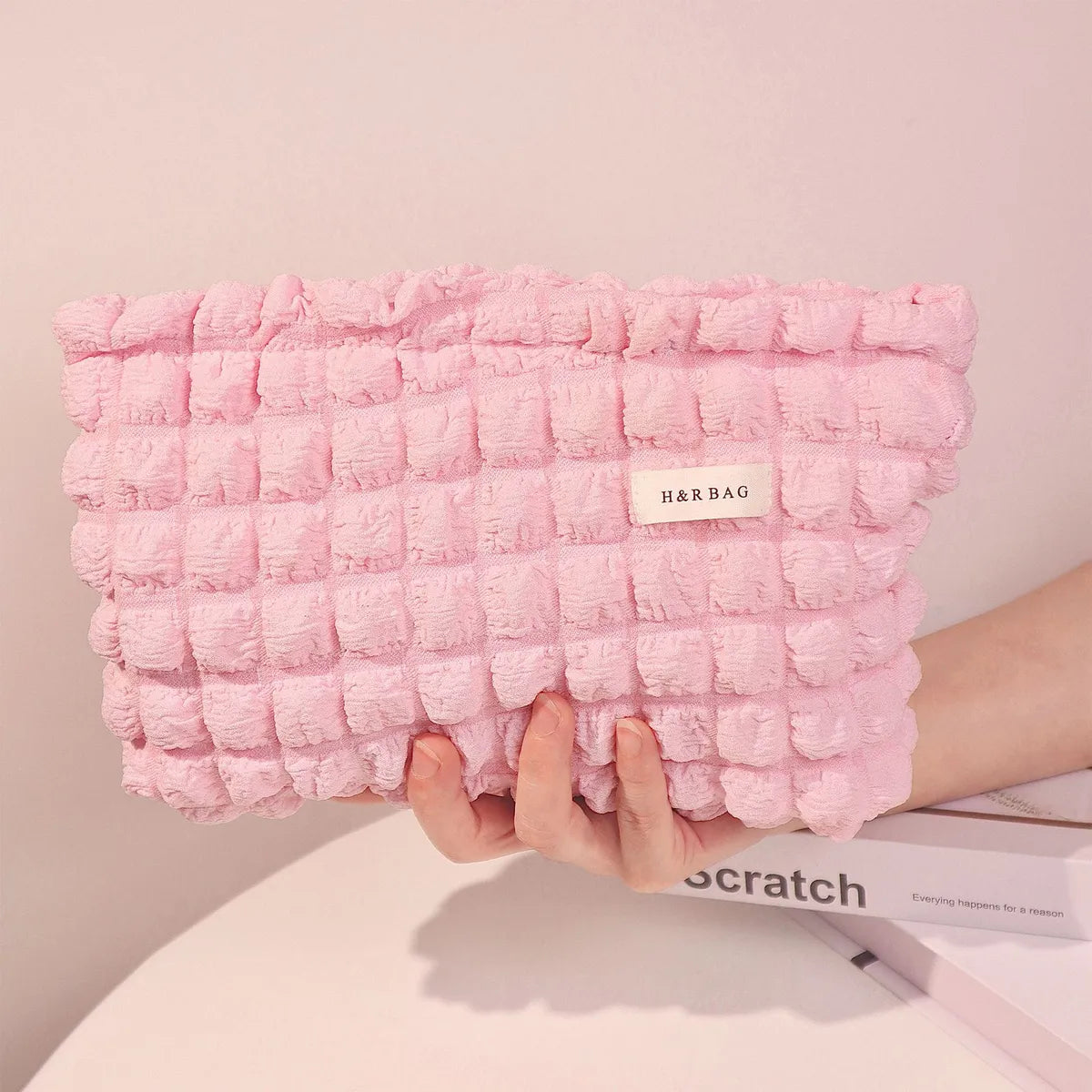 Basic Solid Color Polyester Square Makeup Bags