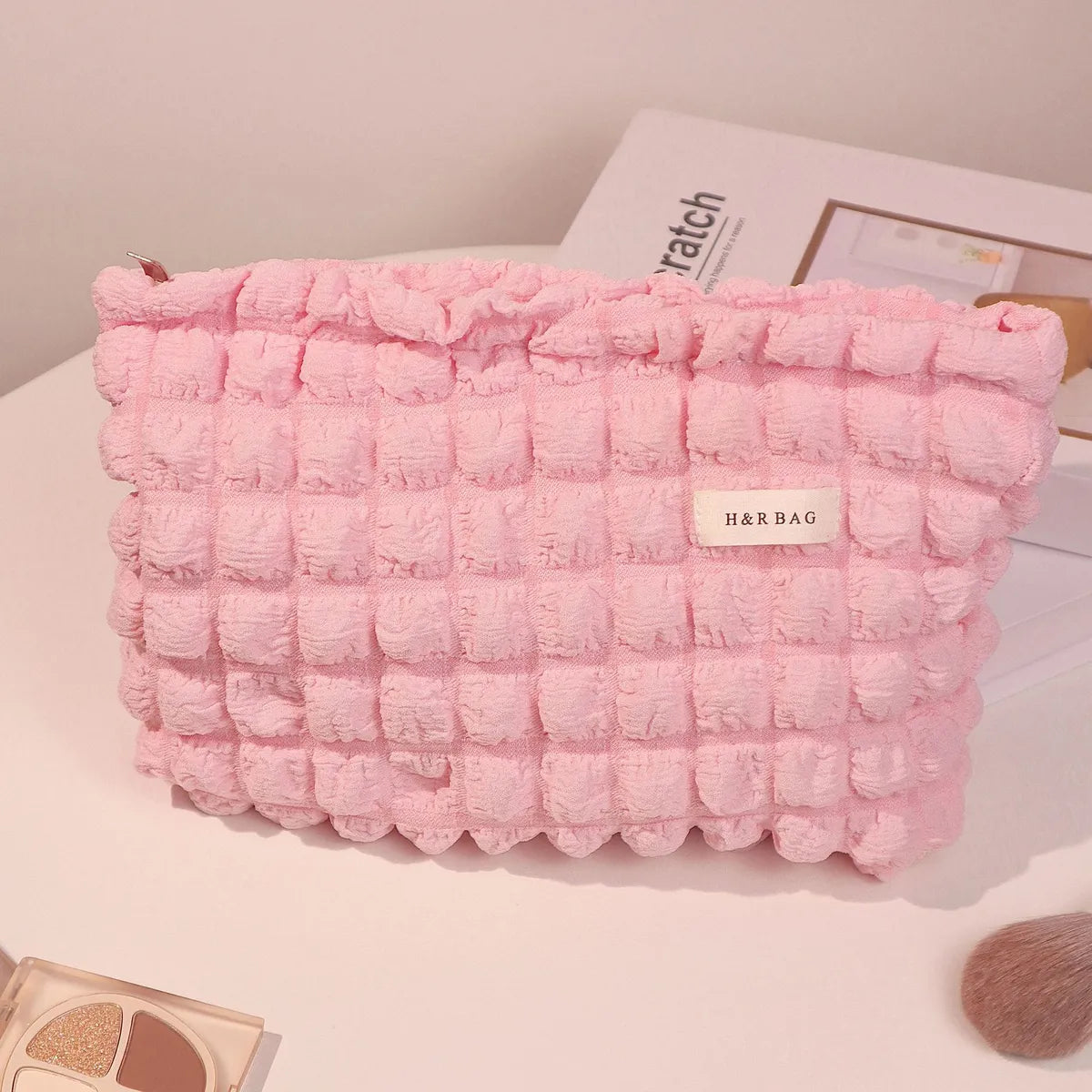 Basic Solid Color Polyester Square Makeup Bags