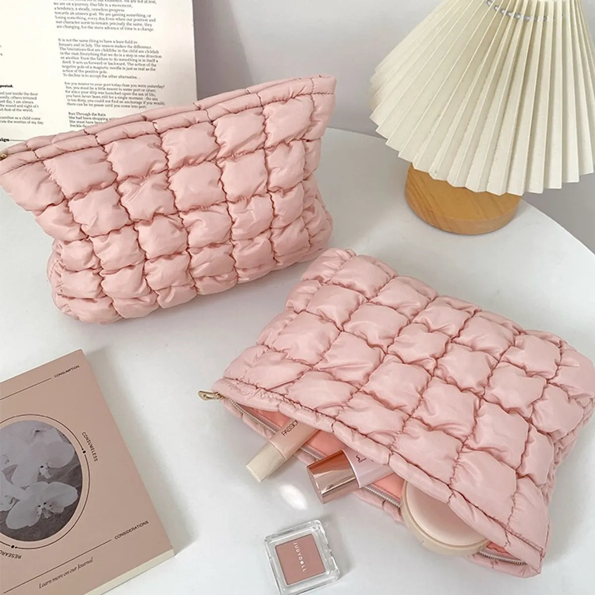 Basic Solid Color Polyester Square Makeup Bags