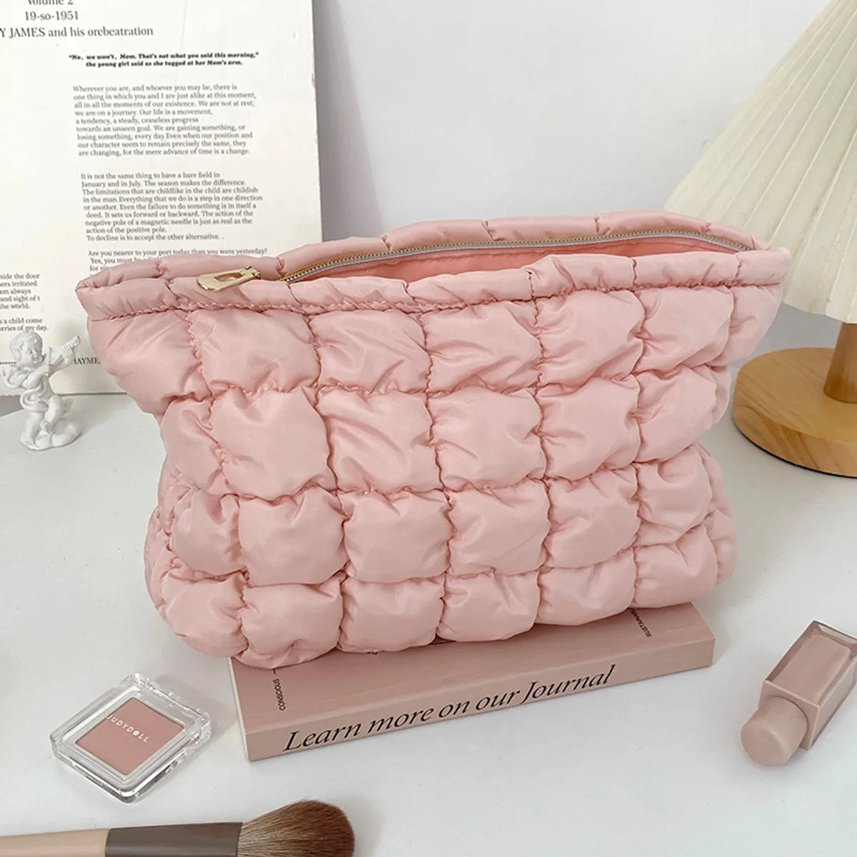 Basic Solid Color Polyester Square Makeup Bags