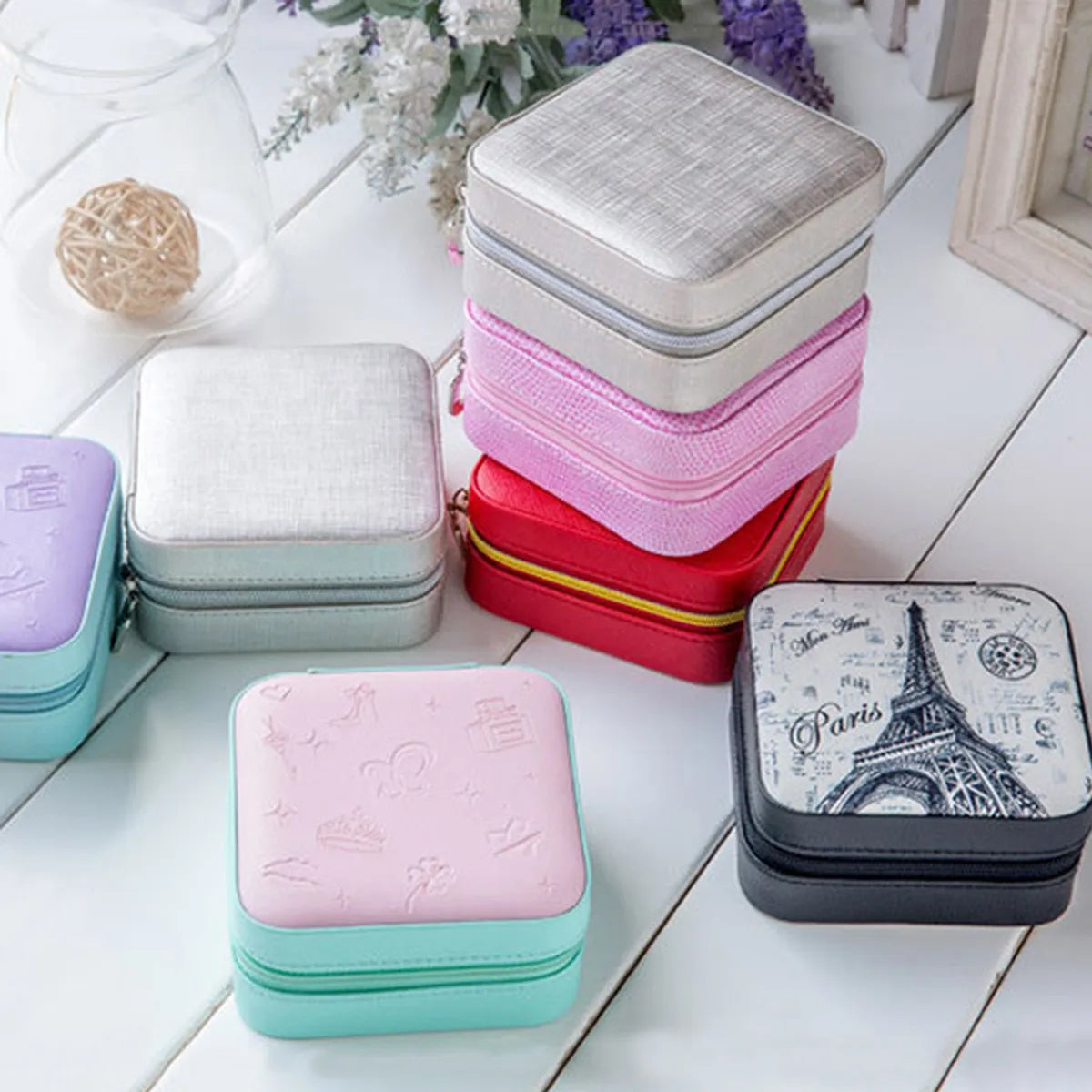 Basic Solid Color Pu Leather Jewelry Boxes