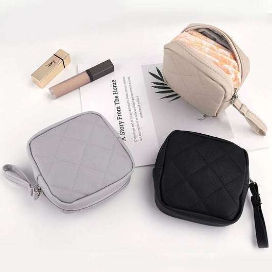 Basic Solid Color Pu Leather Makeup Bags