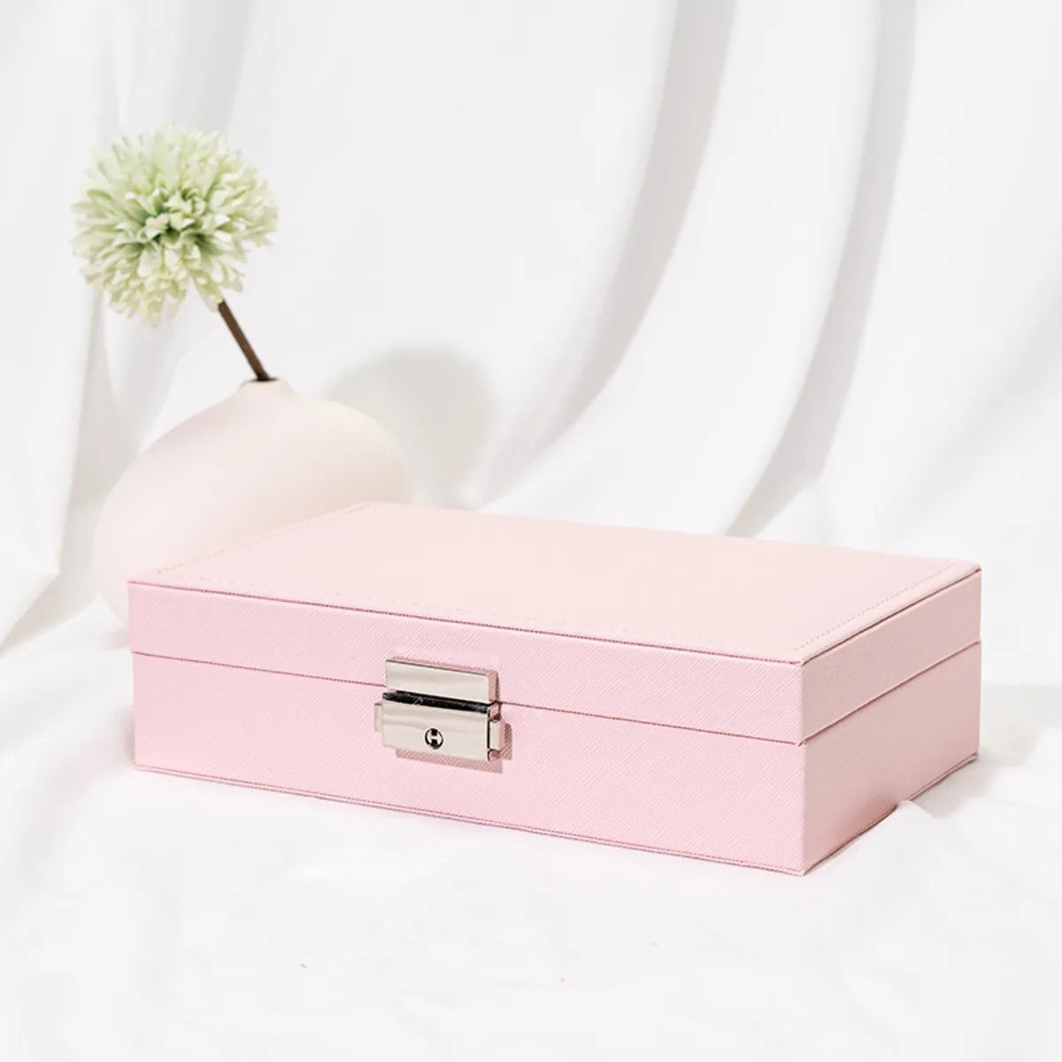 Basic Solid Color Pu Leather Metal Jewelry Boxes