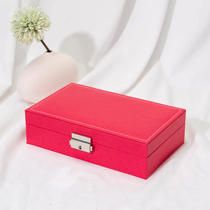 Basic Solid Color Pu Leather Metal Jewelry Boxes