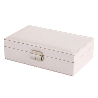 Basic Solid Color Pu Leather Metal Jewelry Boxes