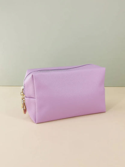 Basic Solid Color Pu Leather Square Makeup Bags