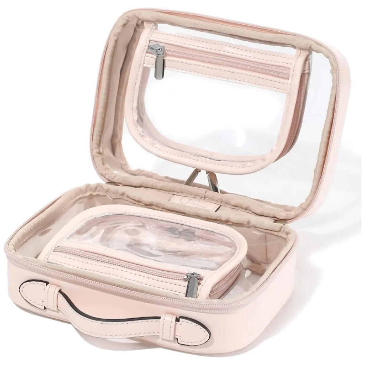 Basic Solid Color Pu Leather Transparent Square Makeup Bags