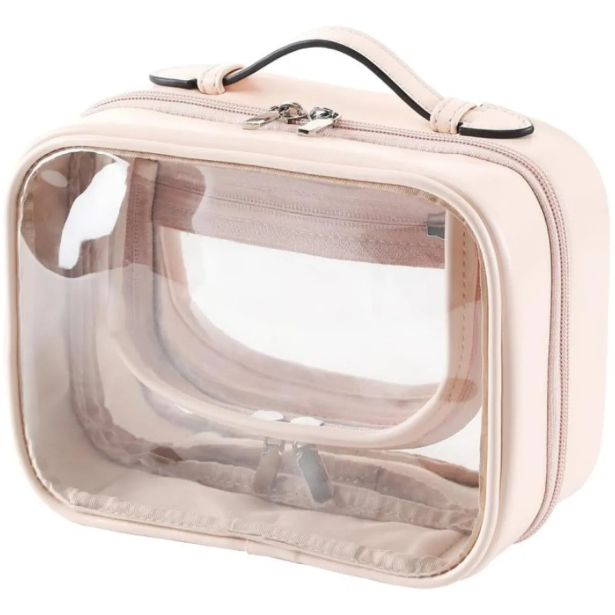 Basic Solid Color Pu Leather Transparent Square Makeup Bags