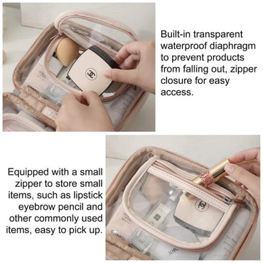 Basic Solid Color Pu Leather Transparent Square Makeup Bags