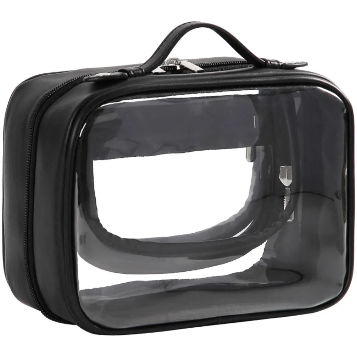 Basic Solid Color Pu Leather Transparent Square Makeup Bags