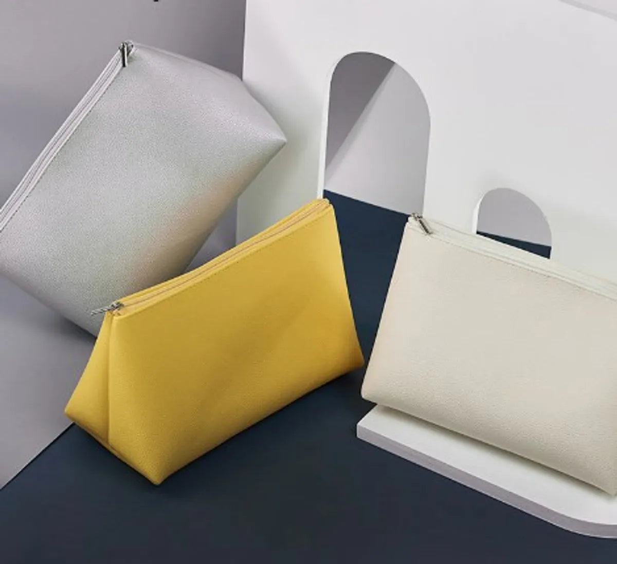 Basic Solid Color Pvc Square Makeup Bags