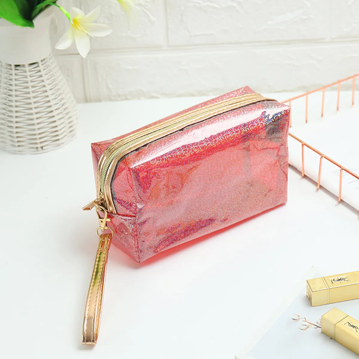 Basic Solid Color Pvc Square Makeup Bags