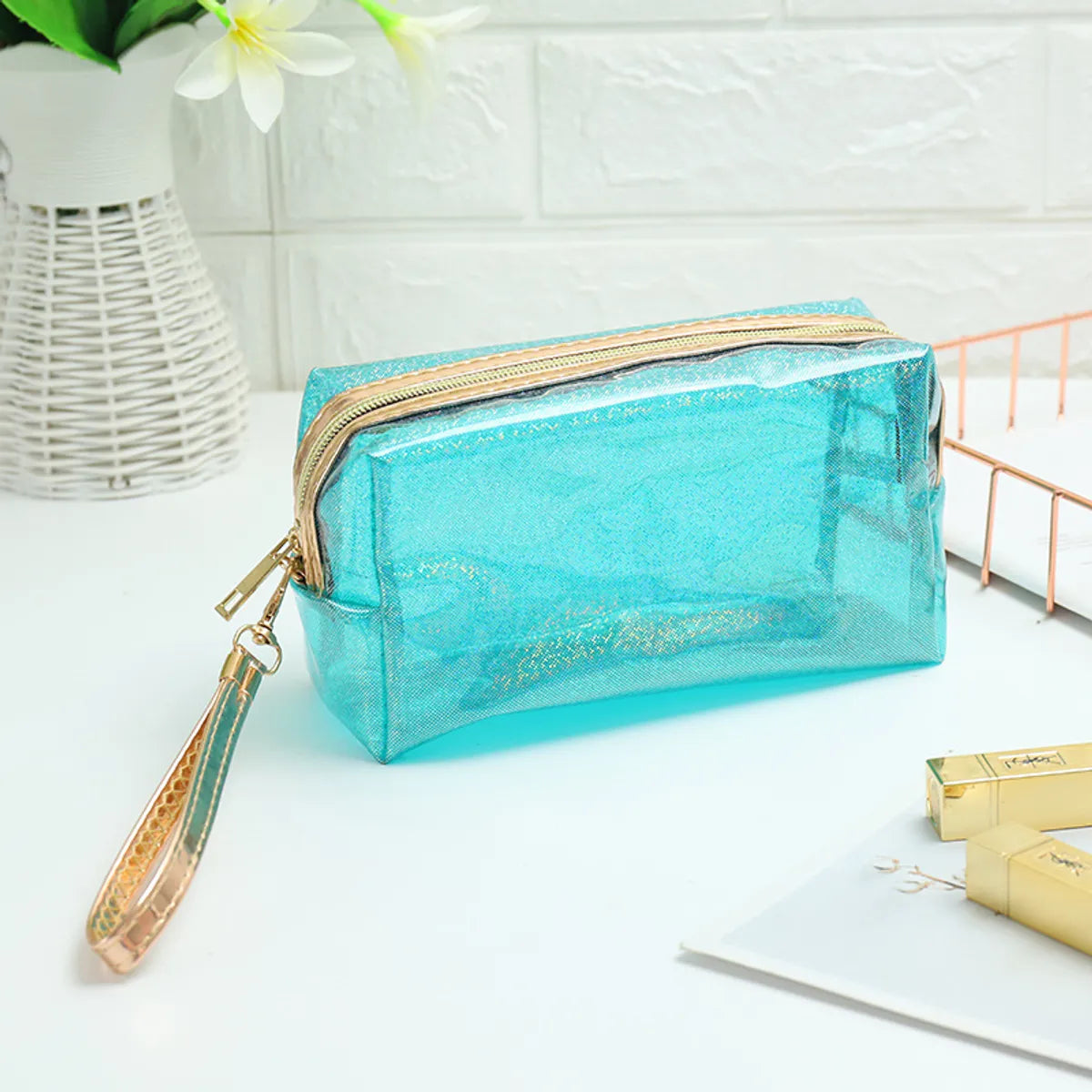 Basic Solid Color Pvc Square Makeup Bags