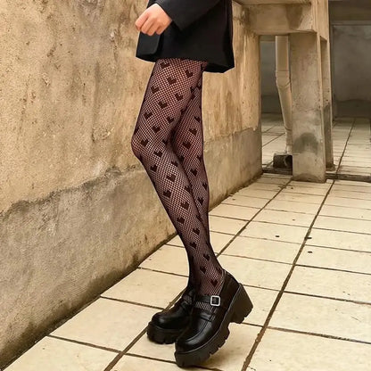 Black Thin Sexy Dark Hollow All-Match Pantyhose