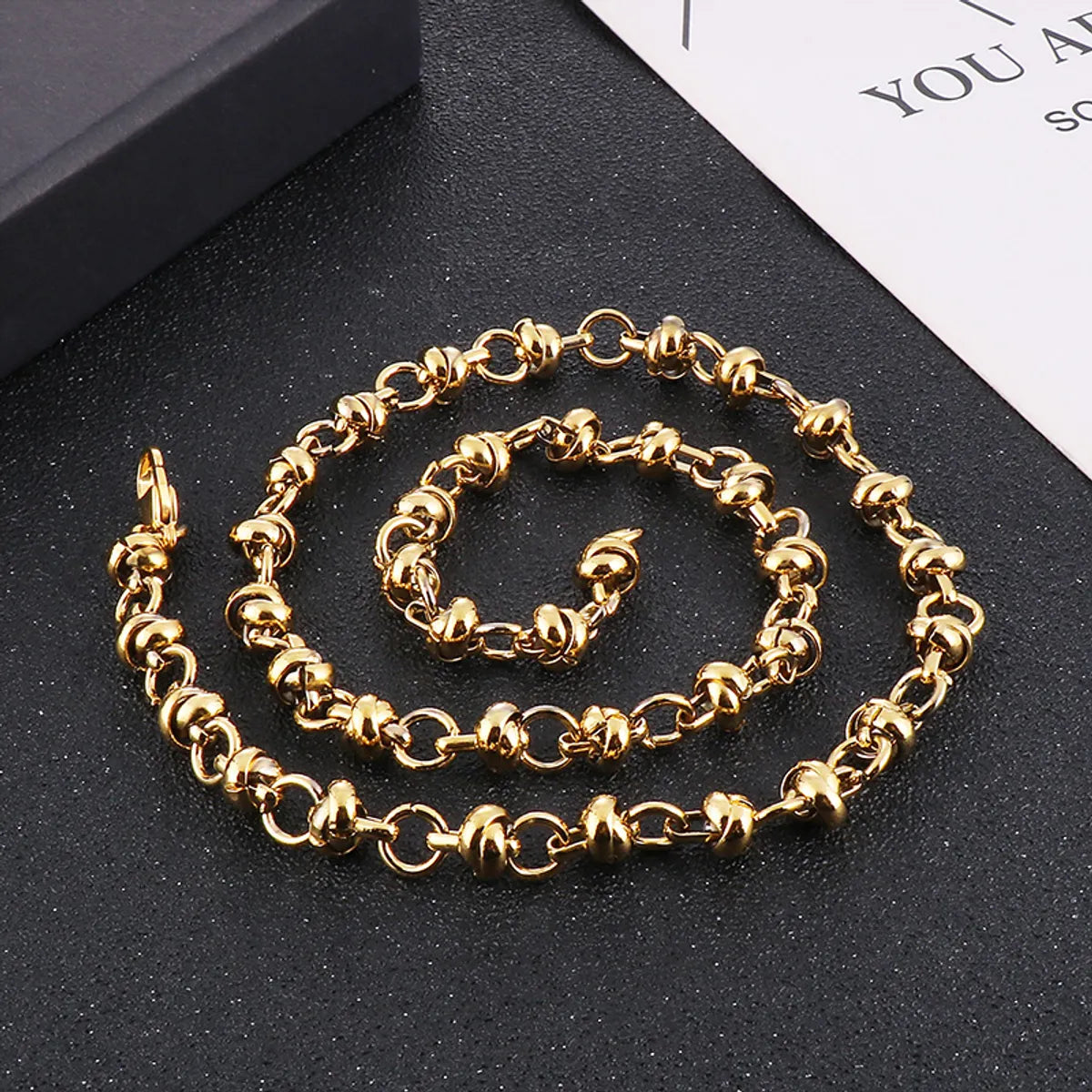 Basic Solid Color Stainless Steel Plating 18K Gold Plated Unisex Necklace