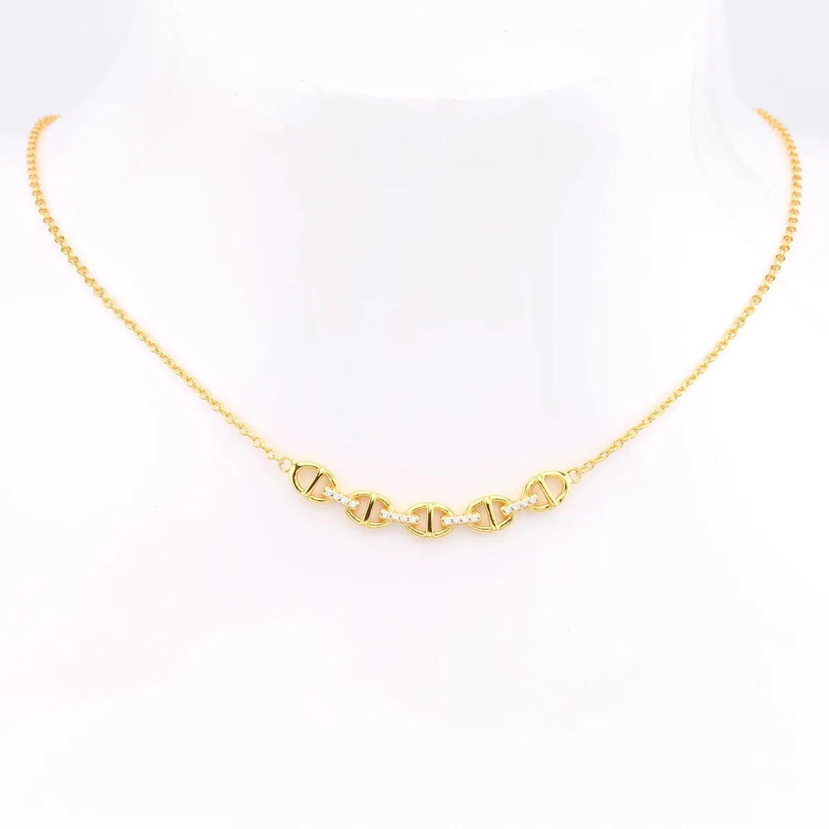 Basic Solid Color Sterling Silver 18k Gold Plated Zircon Necklace In Bulk