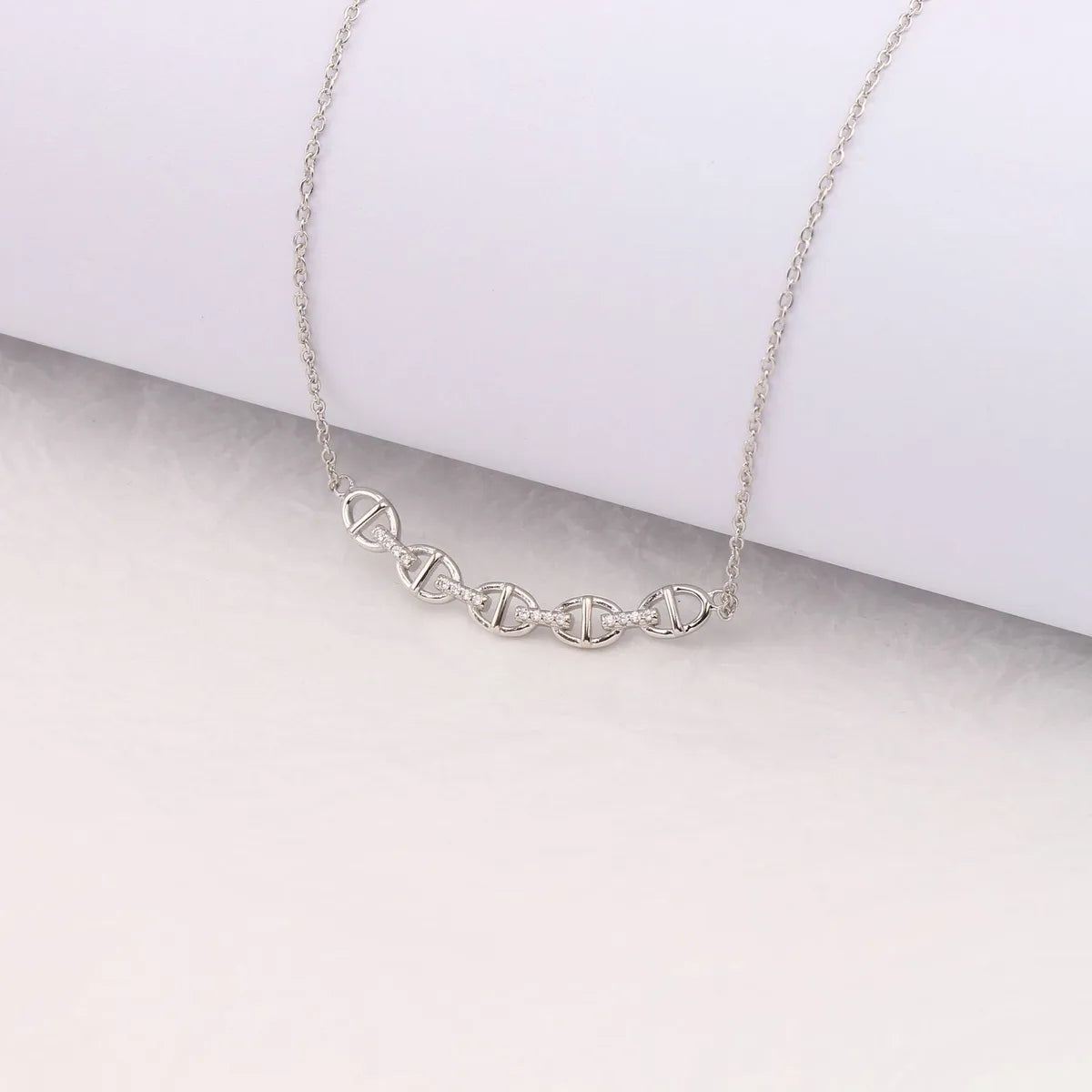 Basic Solid Color Sterling Silver 18k Gold Plated Zircon Necklace In Bulk