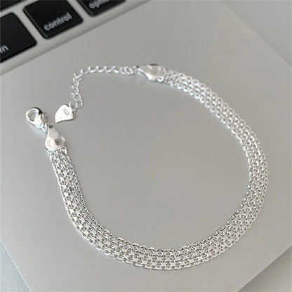 Basic Solid Color Sterling Silver Irregular Bracelets