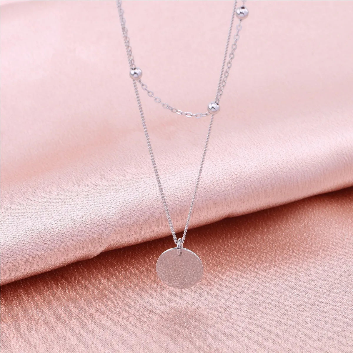 Basic Solid Color Sterling Silver Plating Gold Plated Double Layer Necklaces