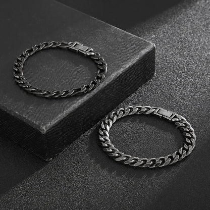 Basic Solid Color Titanium Steel Chain Men's Bracelets Necklace