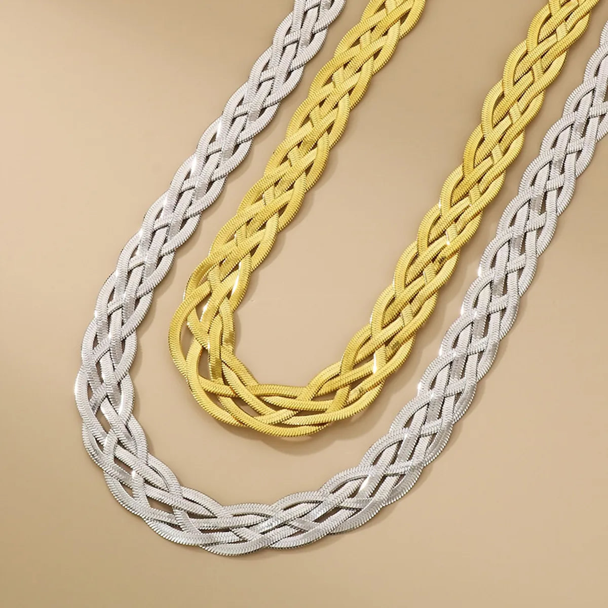 Basic Solid Color Titanium Steel Plating Gold Plated Necklace