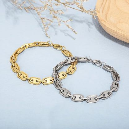 Basic Solid Color Titanium Steel Plating 18K Gold Plated Women'S Bracelets