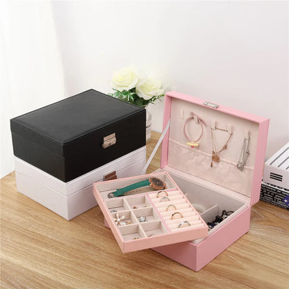 Basic Square Solid Color Pu Leather Flocking Jewelry Boxes