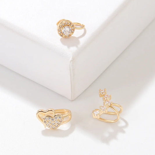 1 Piece Casual Heart Shape Gold Plated Ear Studs