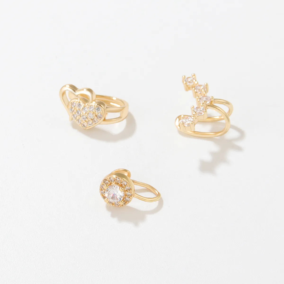 1 Piece Casual Heart Shape Gold Plated Ear Studs