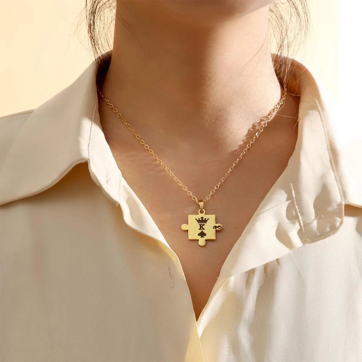 Basic Streetwear Jigsaw Alloy Plating Women'S Pendant Necklace