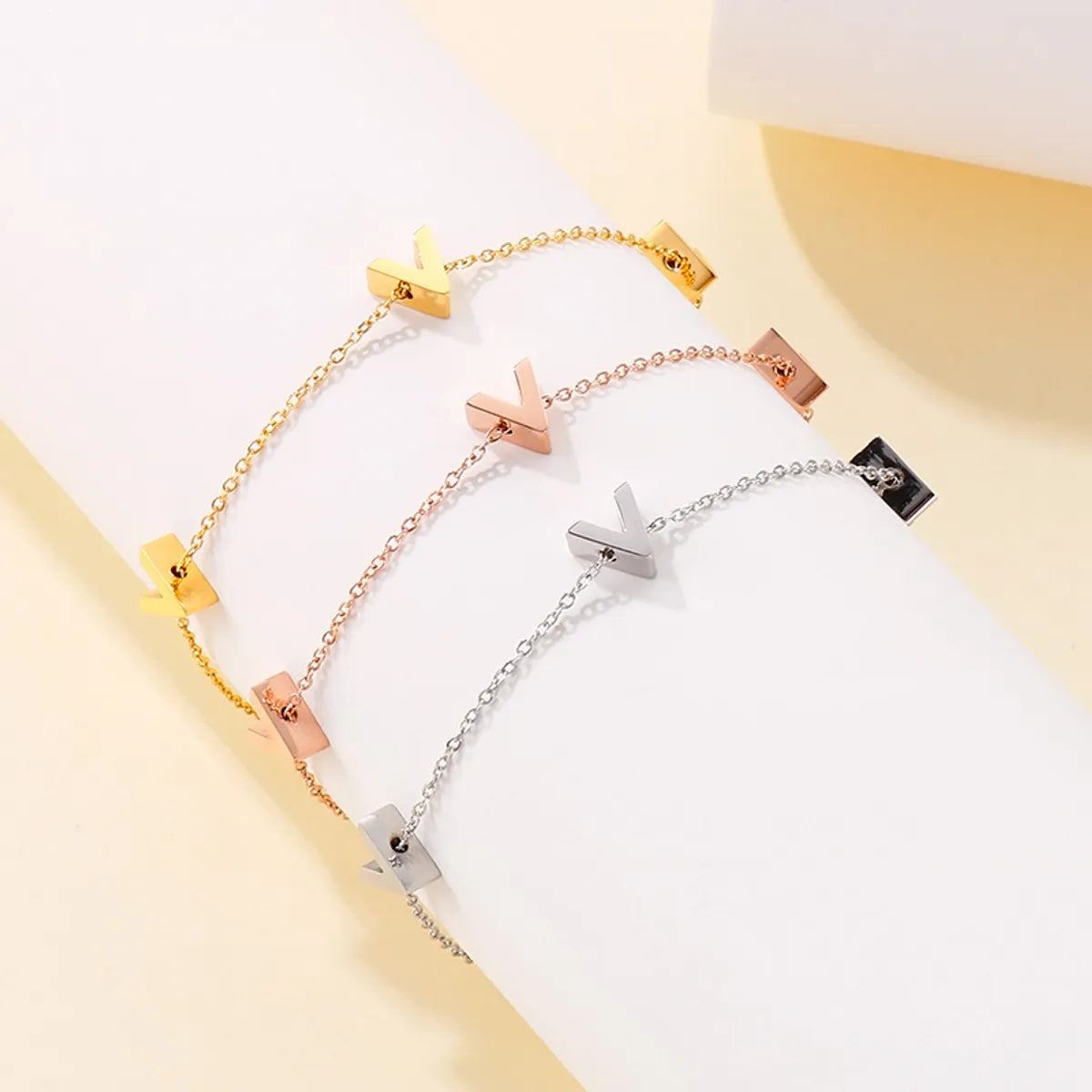 Basic Streetwear Letter Titanium Steel Bracelets