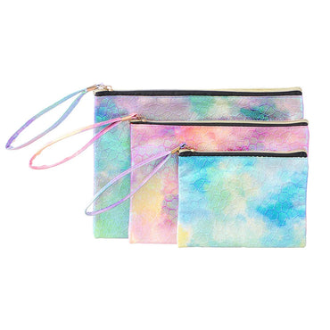 Basic Tie Dye Pu Leather Square Makeup Bags