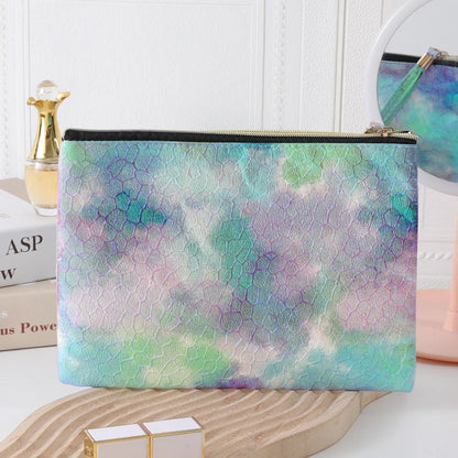 Basic Tie Dye Pu Leather Square Makeup Bags