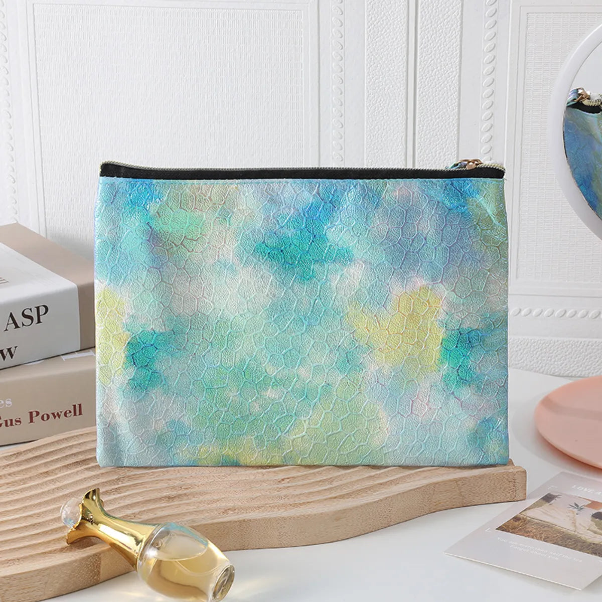 Basic Tie Dye Pu Leather Square Makeup Bags