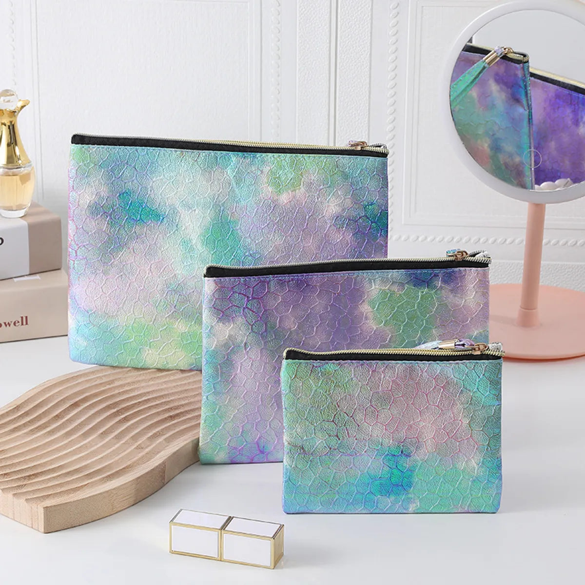 Basic Tie Dye Pu Leather Square Makeup Bags