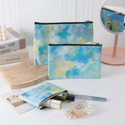 Basic Tie Dye Pu Leather Square Makeup Bags