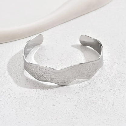 Basic Vacation C Shape Stainless Steel Irregular Plating 18k Gold Plated White Gold Plated Bangle