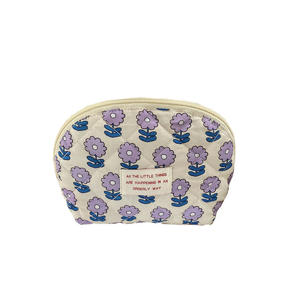 Basic Vacation Flower Cotton Square Makeup Bags