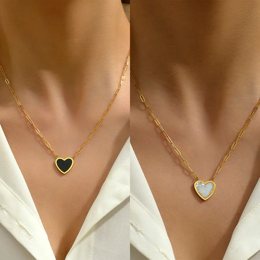 Basic Vacation Romantic Heart Shape Stainless Steel Plating 18k Gold Plated Necklace