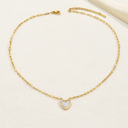 Basic Vacation Romantic Heart Shape Stainless Steel Plating 18k Gold Plated Necklace