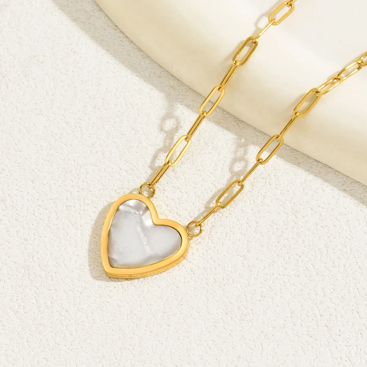 Basic Vacation Romantic Heart Shape Stainless Steel Plating 18k Gold Plated Necklace