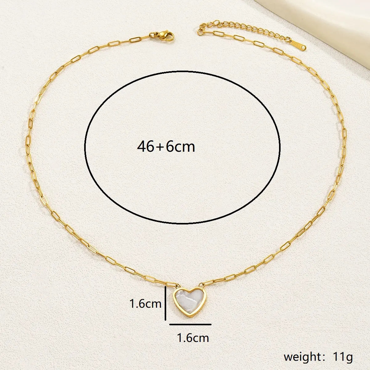 Basic Vacation Romantic Heart Shape Stainless Steel Plating 18k Gold Plated Necklace