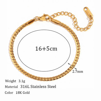 Basic Vintage Style Classic Style Solid Color Stainless Steel Plating 18k Gold Plated Bracelets