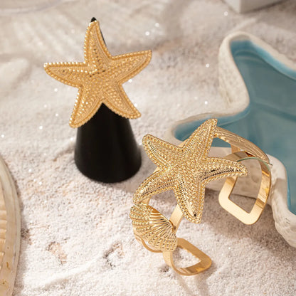 Beach Classic Style Starfish Ocean Shell Alloy Wholesale Rings Bracelets Jewelry Set