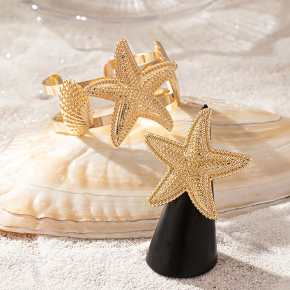 Beach Classic Style Starfish Ocean Shell Alloy Wholesale Rings Bracelets Jewelry Set