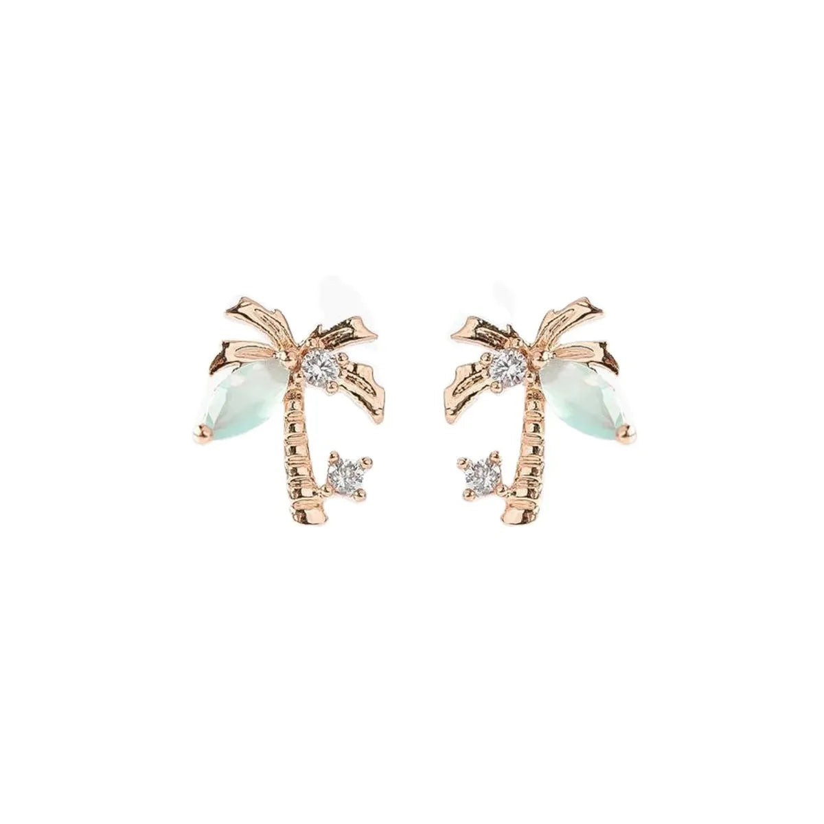 Beach Coconut Tree Earrings Copper Plated 18k Real Gold Earrings