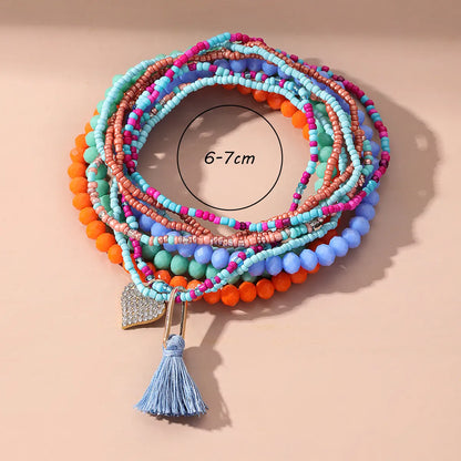 Beach Color Block Heart Shape Alloy Rhinestone Glass Women's Anklet